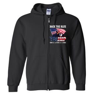 Back The Blue Trump 2024 Police American Flag Thin Blue Line Full Zip Hoodie