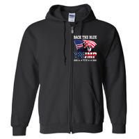 Back The Blue Trump 2024 Police American Flag Thin Blue Line Full Zip Hoodie