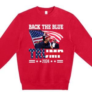 Back The Blue Trump 2024 Police American Flag Thin Blue Line Premium Crewneck Sweatshirt