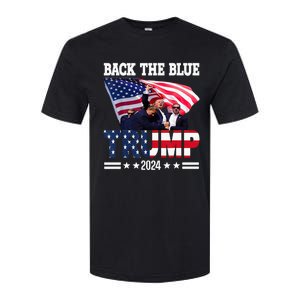 Back The Blue Trump 2024 Police American Flag Thin Blue Line Softstyle CVC T-Shirt