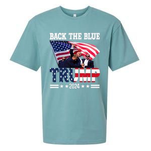 Back The Blue Trump 2024 Police American Flag Thin Blue Line Sueded Cloud Jersey T-Shirt