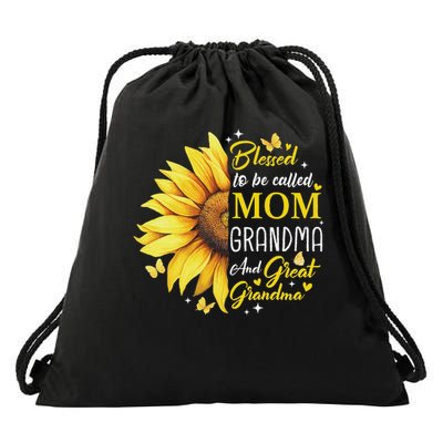 Blessed To Be Called Mom Grandma Great Grandma Mother's Day Drawstring Bag