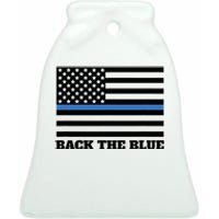 Back The Blue Police Support Thin Blue Line Ceramic Bell Ornament