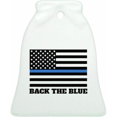 Back The Blue Police Support Thin Blue Line Ceramic Bell Ornament