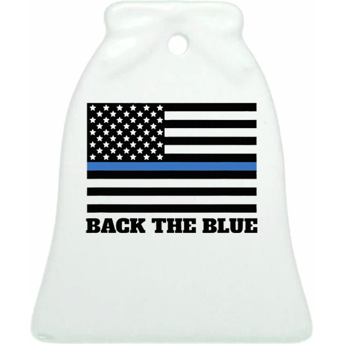 Back The Blue Police Support Thin Blue Line Ceramic Bell Ornament