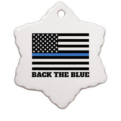 Back The Blue Police Support Thin Blue Line Ceramic Star Ornament