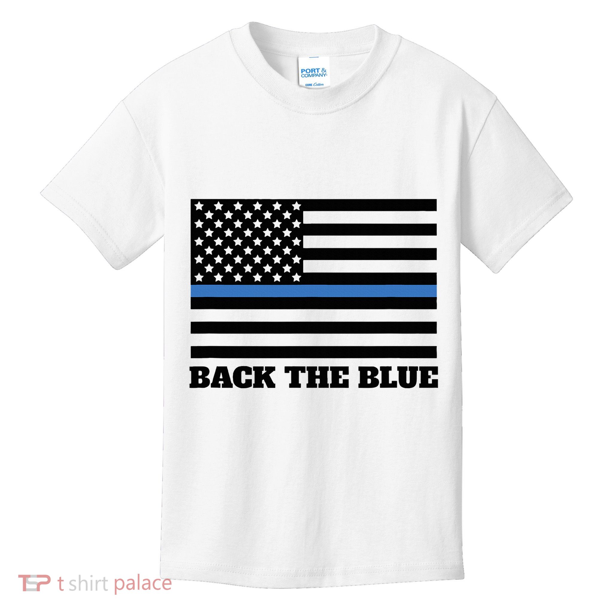 Back The Blue Police Support Thin Blue Line Kids T-Shirt
