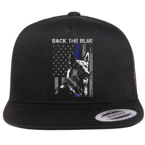 Back The Blue Thin Blue Line Flag K9 German Shepherd Police Flat Bill Trucker Hat