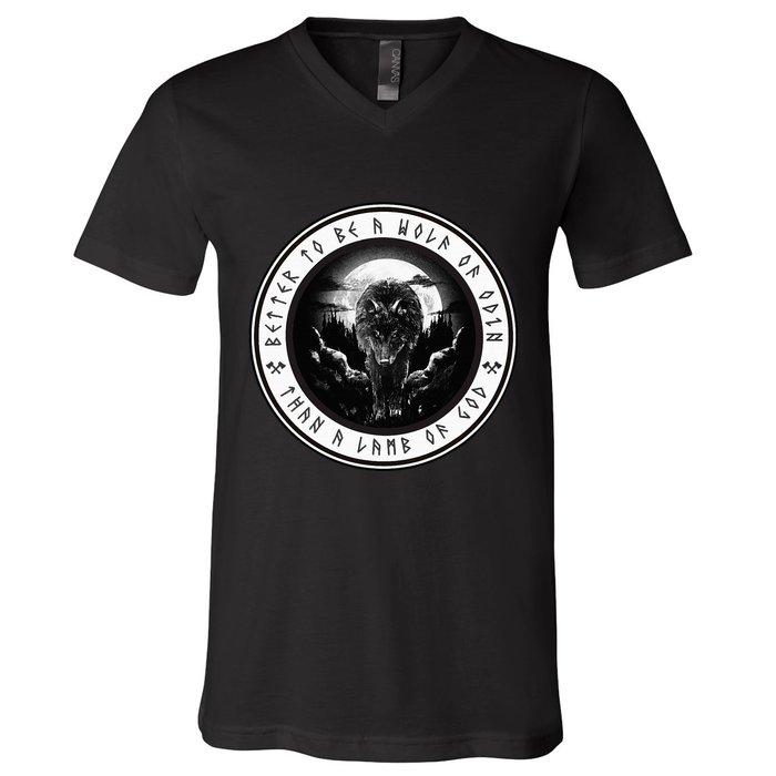 Better To Be A Wolf Of Odin Than A L.A.M.B Of God V-Neck T-Shirt