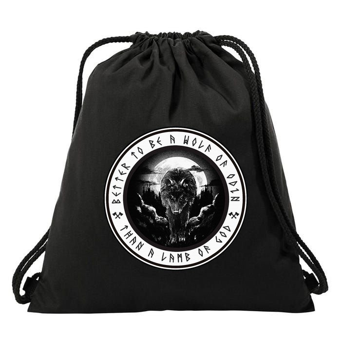 Better To Be A Wolf Of Odin Than A L.A.M.B Of God Drawstring Bag