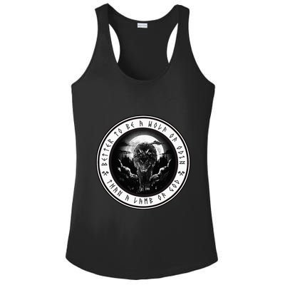 Better To Be A Wolf Of Odin Than A L.A.M.B Of God Ladies PosiCharge Competitor Racerback Tank
