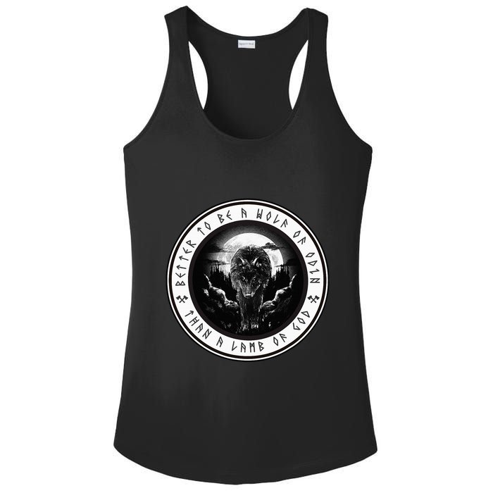 Better To Be A Wolf Of Odin Than A L.A.M.B Of God Ladies PosiCharge Competitor Racerback Tank