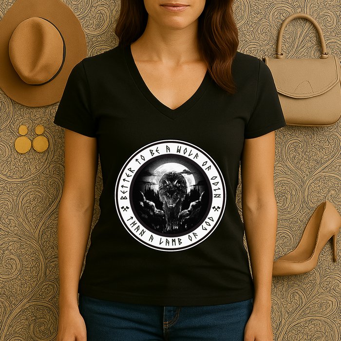 Better To Be A Wolf Of Odin Than A L.A.M.B Of God Women's V-Neck T-Shirt