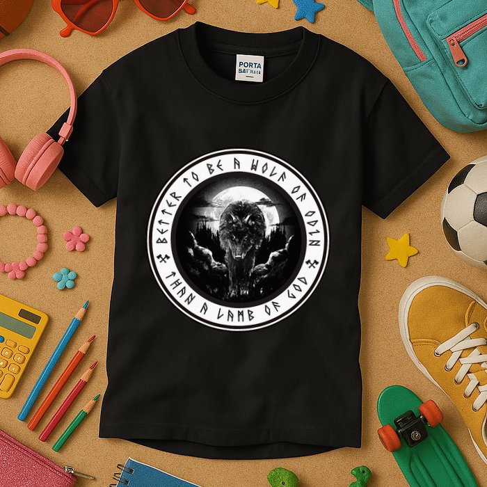 Better To Be A Wolf Of Odin Than A L.A.M.B Of God Kids T-Shirt