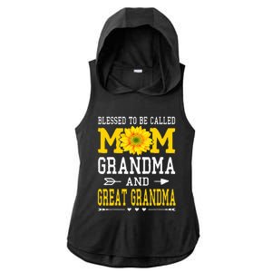 Blessed To Be Called Mom Grandma Great Grandma MotherS Day Ladies PosiCharge Tri-Blend Wicking Draft Hoodie Tank