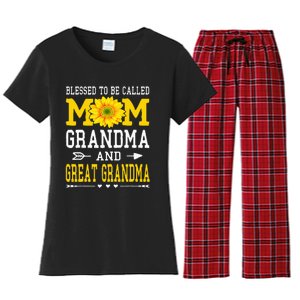 Blessed To Be Called Mom Grandma Great Grandma MotherS Day Women's Flannel Pajama Set