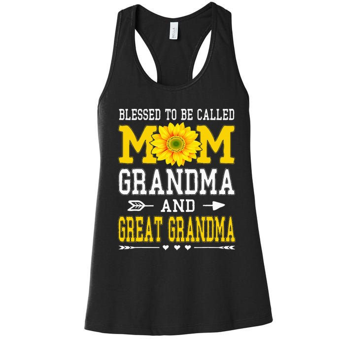 Blessed To Be Called Mom Grandma Great Grandma MotherS Day Women's Racerback Tank