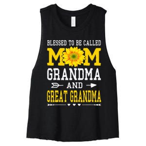 Blessed To Be Called Mom Grandma Great Grandma MotherS Day Women's Racerback Cropped Tank