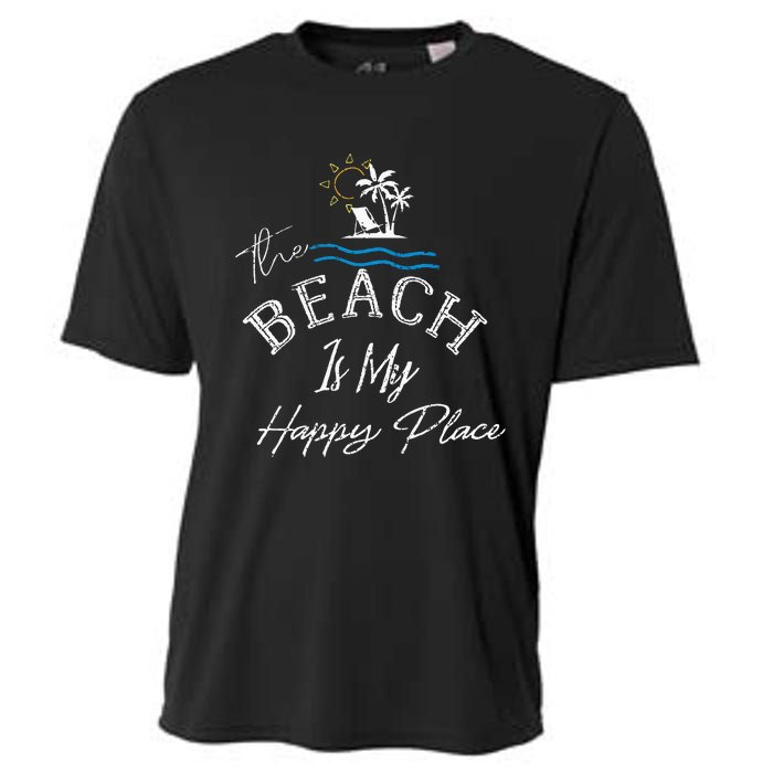 Beach The Beach Is My Happy Place Woman Cooling Performance Crew T-Shirt