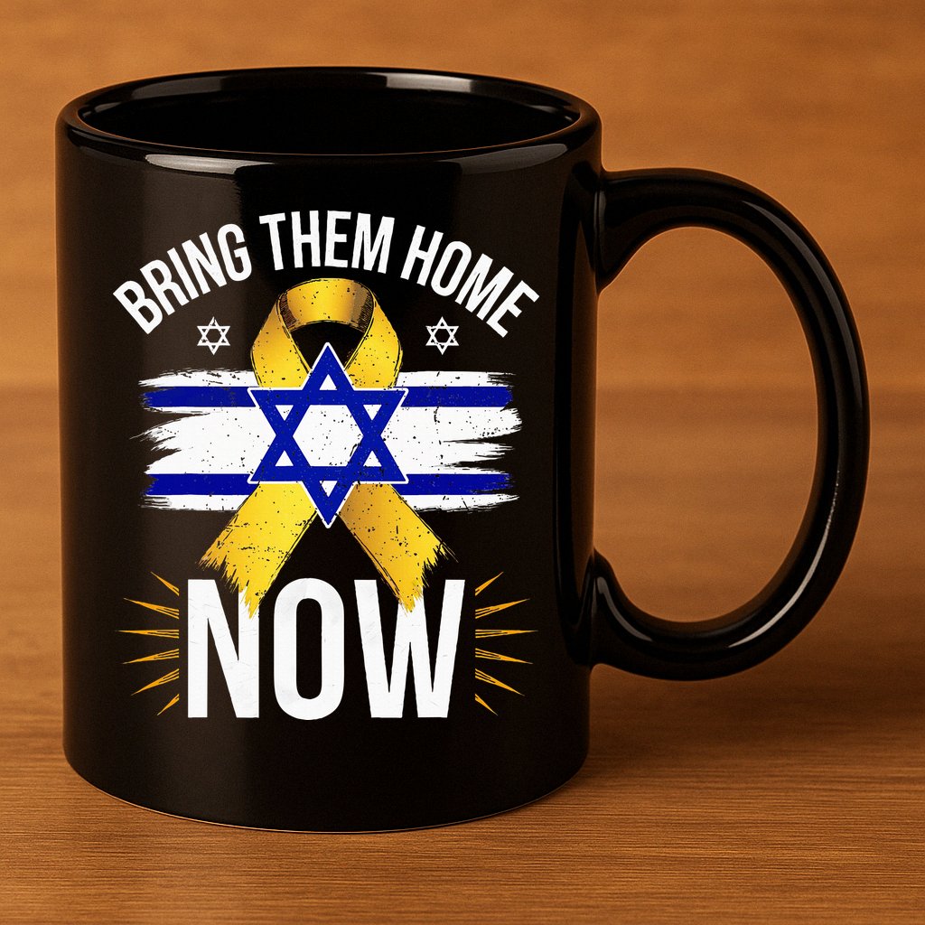 Bring Them Back Home Now Israel Flag Yellow Ribbon 11oz C Handle Ceramic Mug
