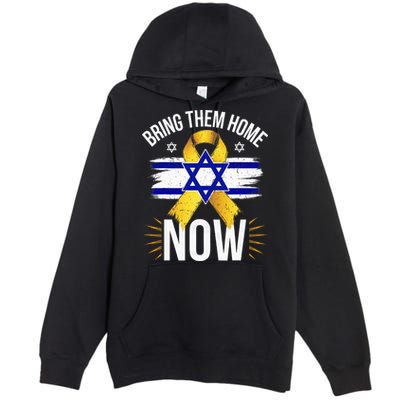 Bring Them Back Home Now Israel Flag Yellow Ribbon Premium Pullover Hoodie
