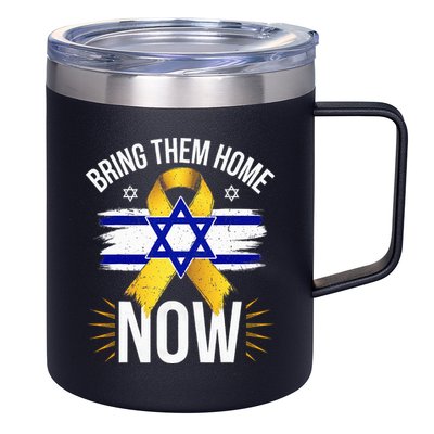 Bring Them Back Home Now Israel Flag Yellow Ribbon 12oz Stainless Steel Coffee Mug