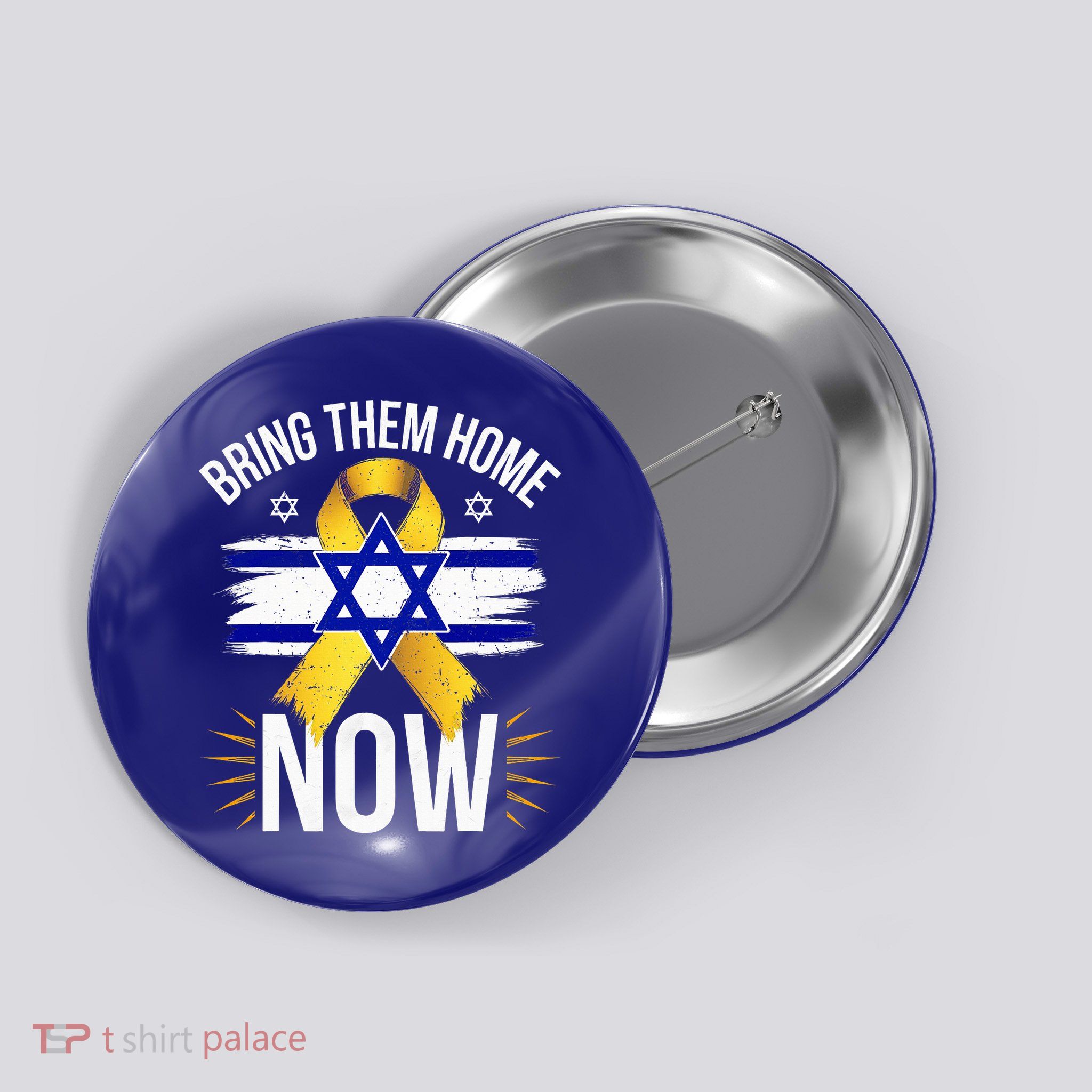 Bring Them Back Home Now Israel Flag Yellow Ribbon Button