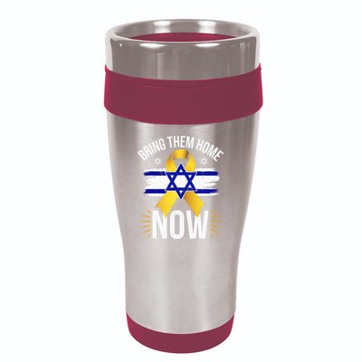 Bring Them Back Home Now Israel Flag Yellow Ribbon 16oz Travel Tumbler