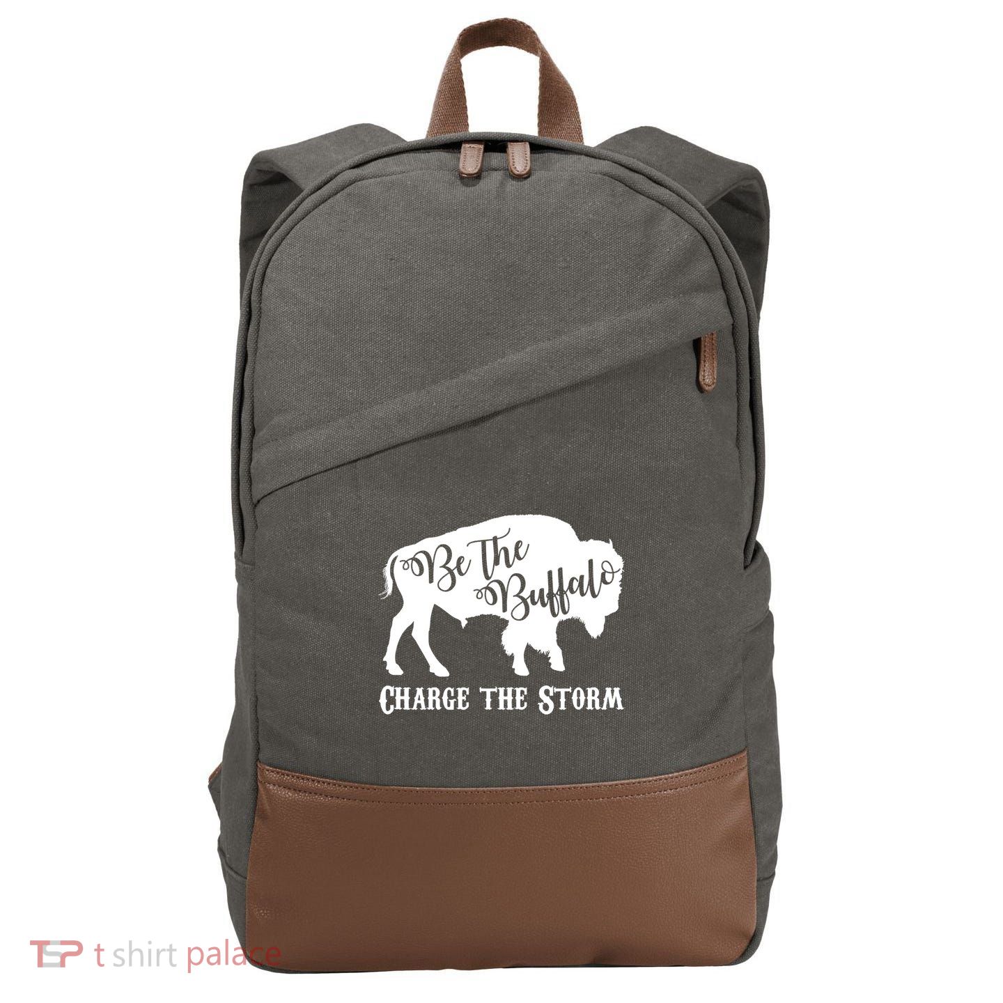 Be The Buffalo Charge The Storm Cotton Canvas Backpack