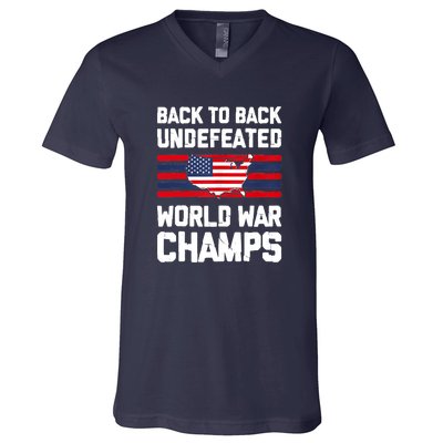 Back To Back Undefeated World War Champs V-Neck T-Shirt