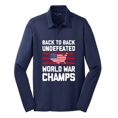 Back To Back Undefeated World War Champs Silk Touch Performance Long Sleeve Polo