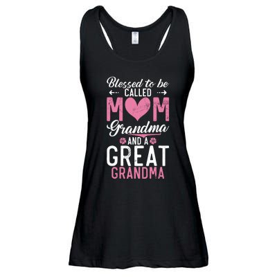 Blessed To Be Called Grandma And A Great Grandma Ladies Essential Flowy Tank