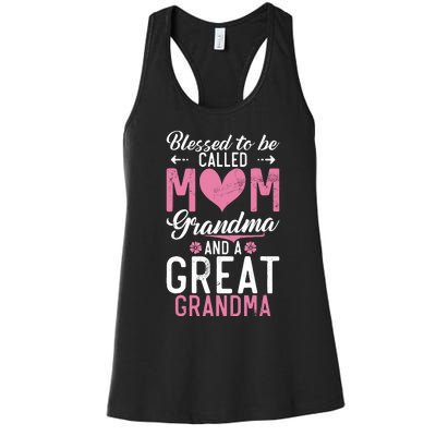 Blessed To Be Called Grandma And A Great Grandma Women's Racerback Tank