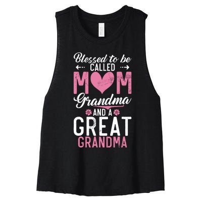 Blessed To Be Called Grandma And A Great Grandma Women's Racerback Cropped Tank