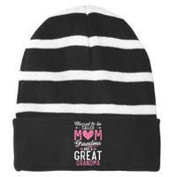 Blessed To Be Called Grandma And A Great Grandma Striped Beanie with Solid Band