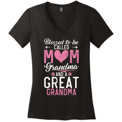 Blessed To Be Called Grandma And A Great Grandma Women's V-Neck T-Shirt