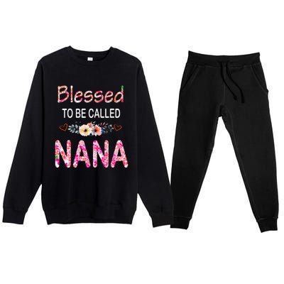 Blessed To Be Called Nana Mother's Day For Women Premium Crewneck Sweatsuit Set