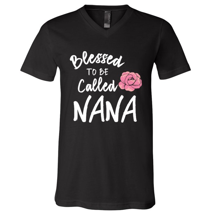 Blessed To Be Called Nana Gift From Grandson To Grandma MotherS Day V-Neck T-Shirt