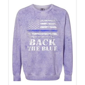 Back The Blue Thin Blue Line American Flag Police Support Colorblast Crewneck Sweatshirt