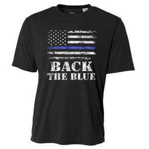 Back The Blue Thin Blue Line American Flag Police Support Cooling Performance Crew T-Shirt