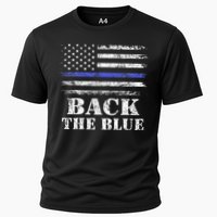 Back The Blue Thin Blue Line American Flag Police Support Cooling Performance Crew T-Shirt