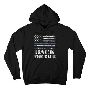 Back The Blue Thin Blue Line American Flag Police Support Hoodie