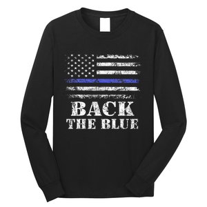 Back The Blue Thin Blue Line American Flag Police Support Long Sleeve Shirt