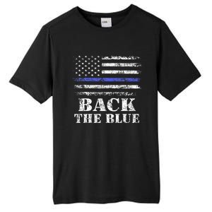 Back The Blue Thin Blue Line American Flag Police Support Tall Fusion ChromaSoft Performance T-Shirt