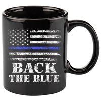 Back The Blue Thin Blue Line American Flag Police Support 11oz C Handle Ceramic Mug