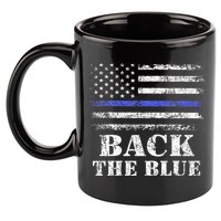 Back The Blue Thin Blue Line American Flag Police Support 11oz C Handle Ceramic Mug