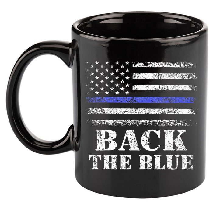 Back The Blue Thin Blue Line American Flag Police Support 11oz C Handle Ceramic Mug