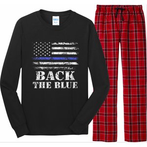 Back The Blue Thin Blue Line American Flag Police Support Long Sleeve Pajama Set