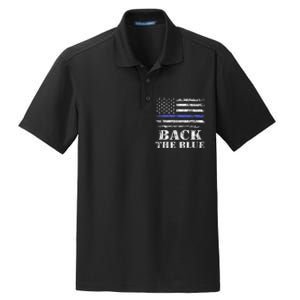 Back The Blue Thin Blue Line American Flag Police Support Dry Zone Grid Polo