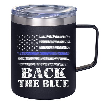 Back The Blue Thin Blue Line American Flag Police Support 12oz Stainless Steel Coffee Mug